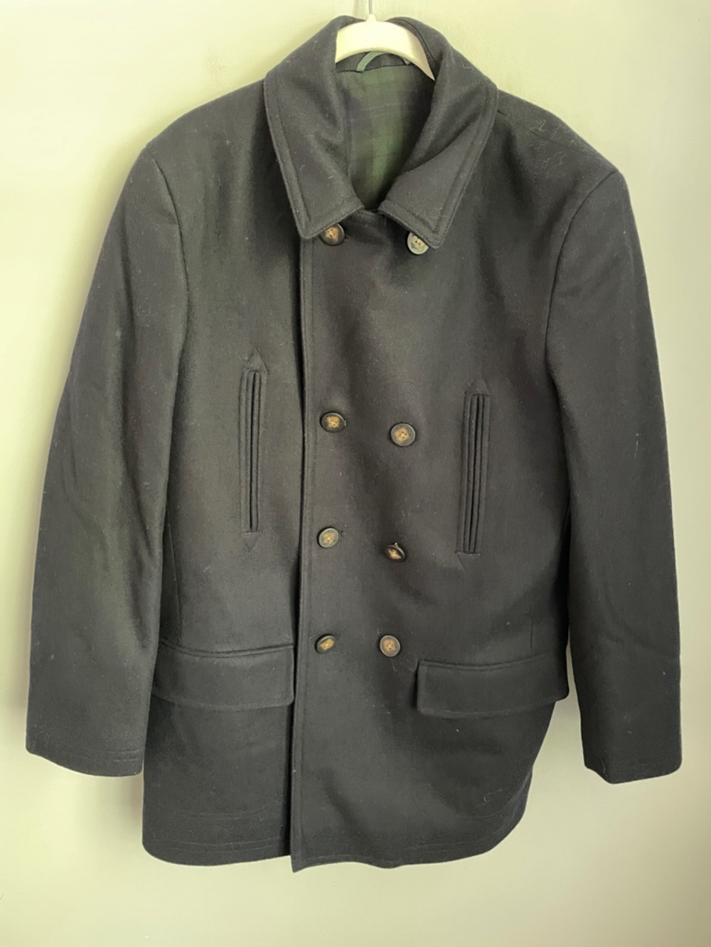 Lauren Ralph Lauren Navy Wool Blend  Double-Breasted Classic Fit Overcoat 38R